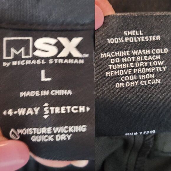 MSX Michael Strahan Black 4-Way Stretch Pants L Quick Dry Drawstring Activewear - Picture 3 of 11